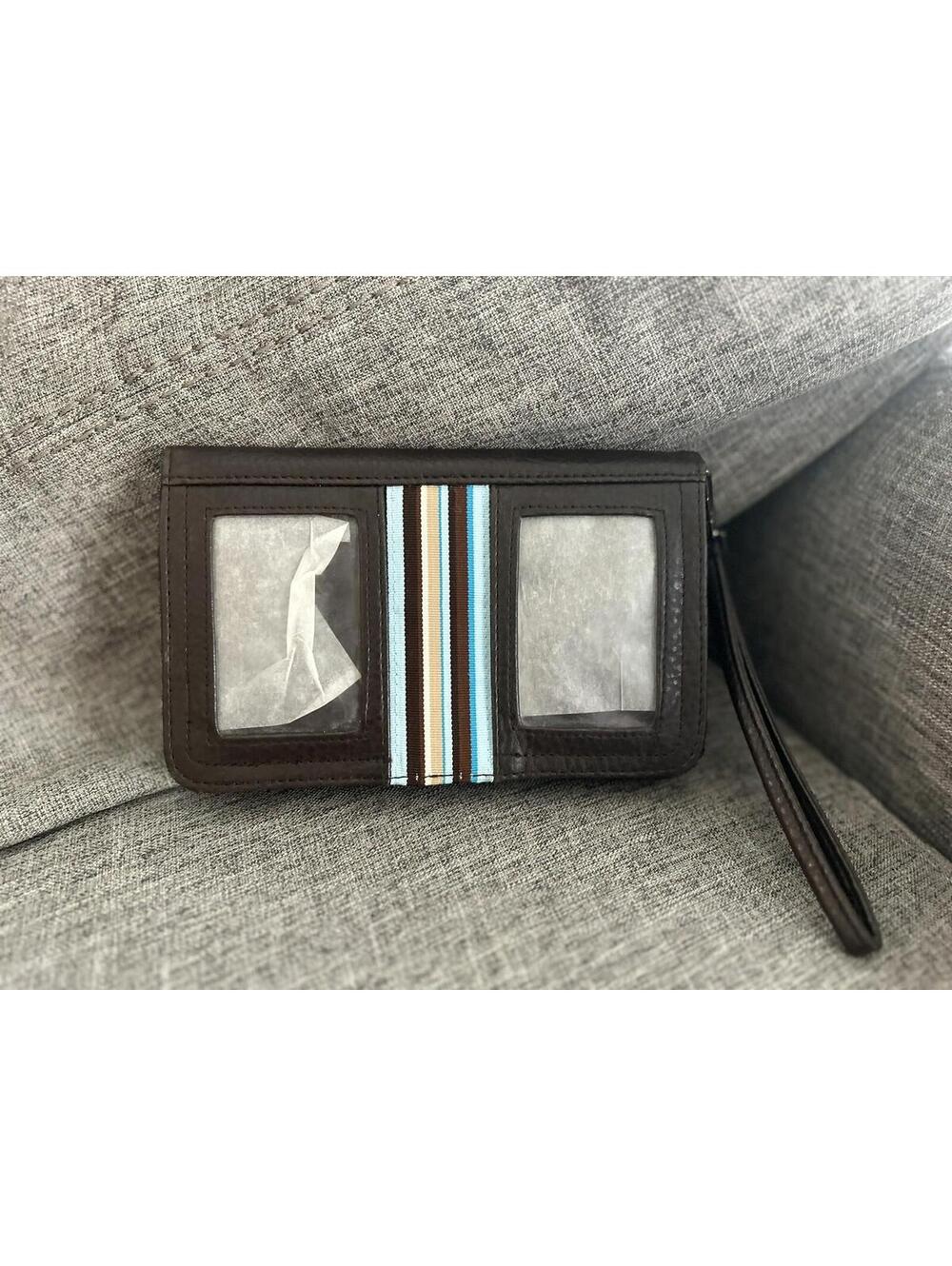 Creative Memories Wristlet Wallet Photo Display Brown Leather
